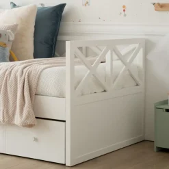 Niza Lit gigogne laqué en blanc pour matelas de 90^Banak Clearance