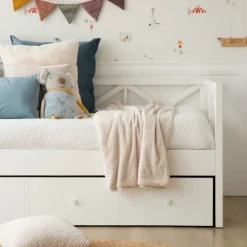 Niza Lit gigogne laqué en blanc pour matelas de 90^Banak Clearance