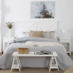 Niza T&ecirc;te de lit en bois pour lit de 150 et 160 laqué en blanc^Banak Best