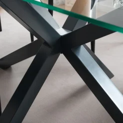 Nurma Mesa de comedor de metal gris antracita y cristal de 160x90^Banak Discount