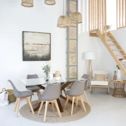 Nurma Table à manger en bois massif de couleur teck et verre de 160x95^Banak Outlet
