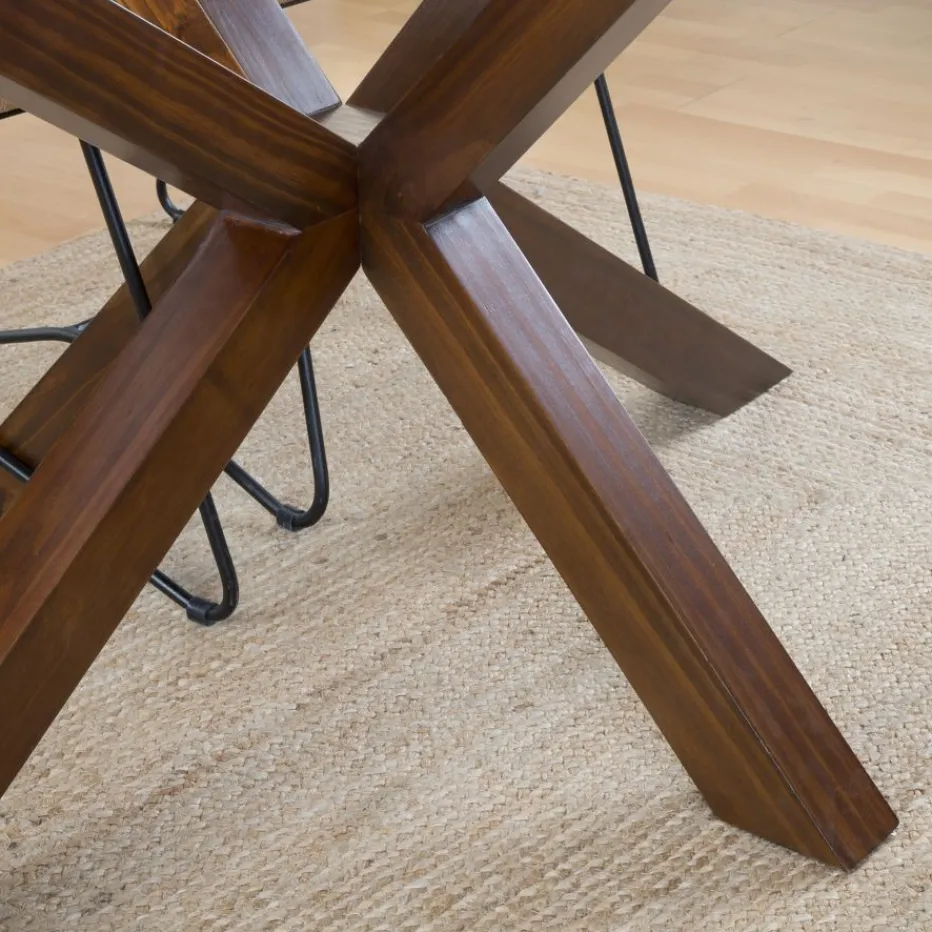Nurma Table à manger en bois massif de couleur teck et verre de 160x95^Banak Outlet