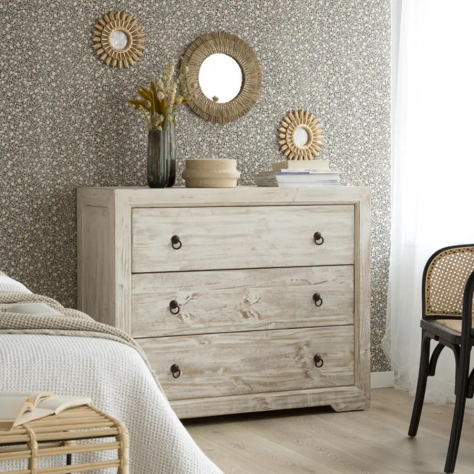 Oblak Commode en bois massif blanc shabby^Banak Online