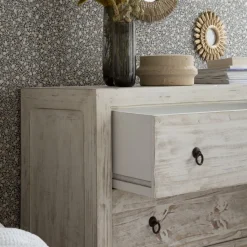 Oblak Commode en bois massif blanc shabby^Banak Online