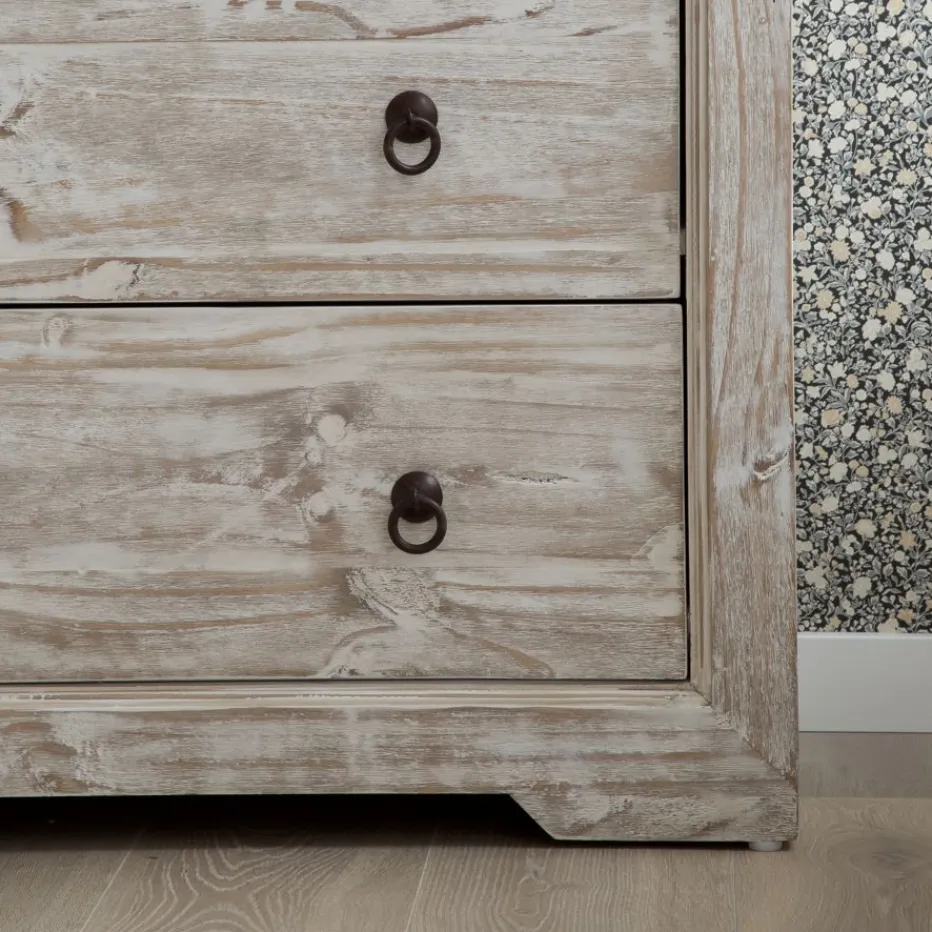 Oblak Commode en bois massif blanc shabby^Banak Online