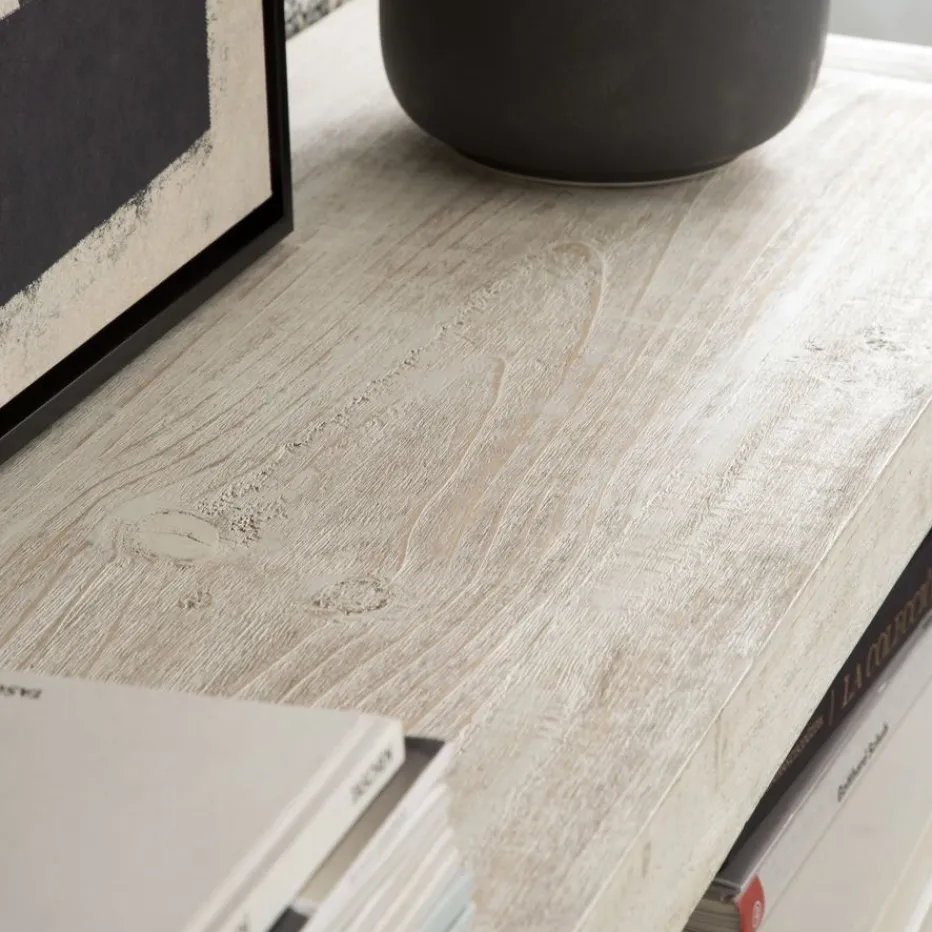 Oblak Meuble tv en bois massif blanc shabby^Banak Sale