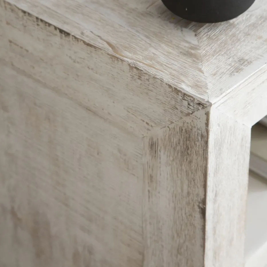 Oblak Meuble tv en bois massif blanc shabby^Banak Sale