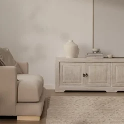 Oblak Mueble tv de madera maciza blanco shabby de 200 cm^Banak Outlet