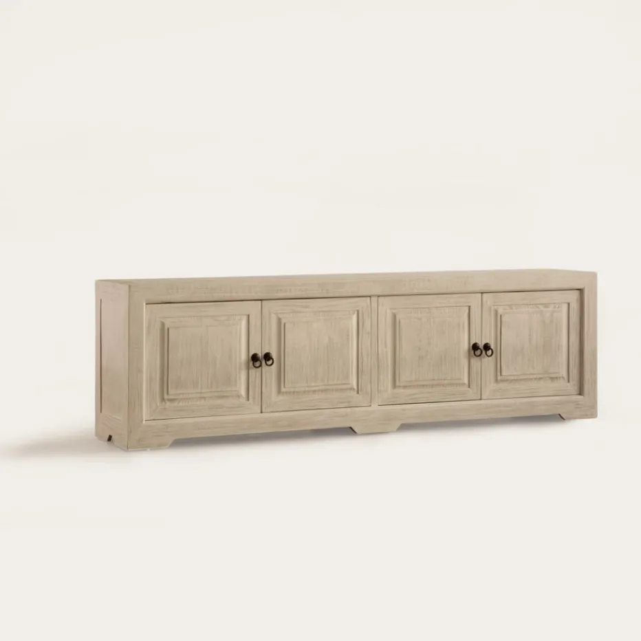 Oblak Mueble tv de madera maciza blanco shabby de 200 cm^Banak Outlet