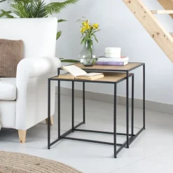 Oslo Ensemble de 2 tables d'appoint en bois et métal^Banak Best