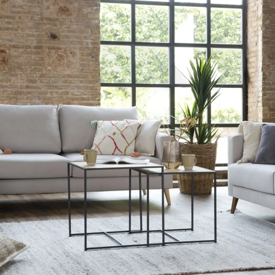 Oslo Ensemble de 2 tables d'appoint en bois et métal^Banak Best