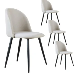 Pack 4 chaises curie rembourrée beige^Banak Hot
