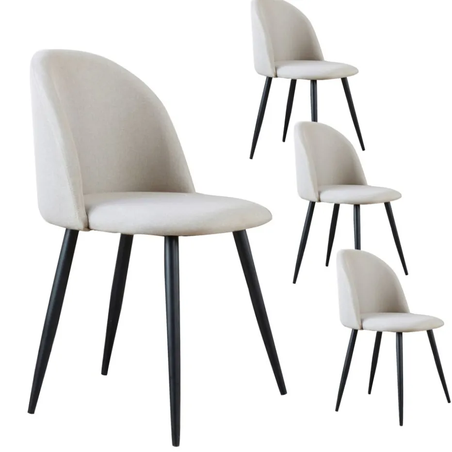 Pack 4 chaises curie rembourrée beige^Banak Hot