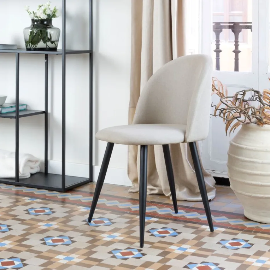 Pack 4 chaises curie rembourrée beige^Banak Hot