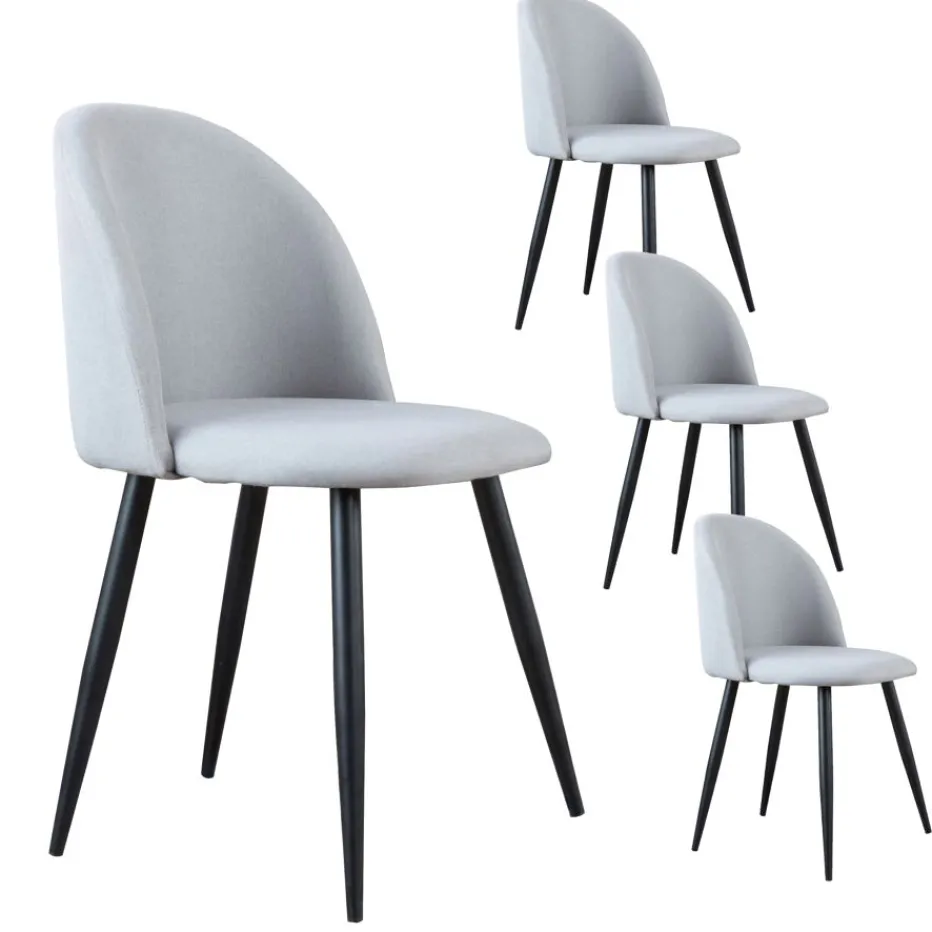 Pack 4 chaises curie rembourrée gris^Banak Outlet