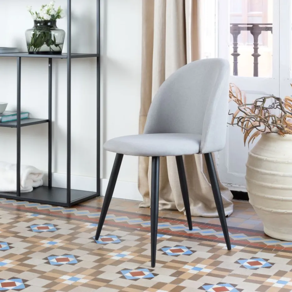 Pack 4 chaises curie rembourrée gris^Banak Outlet