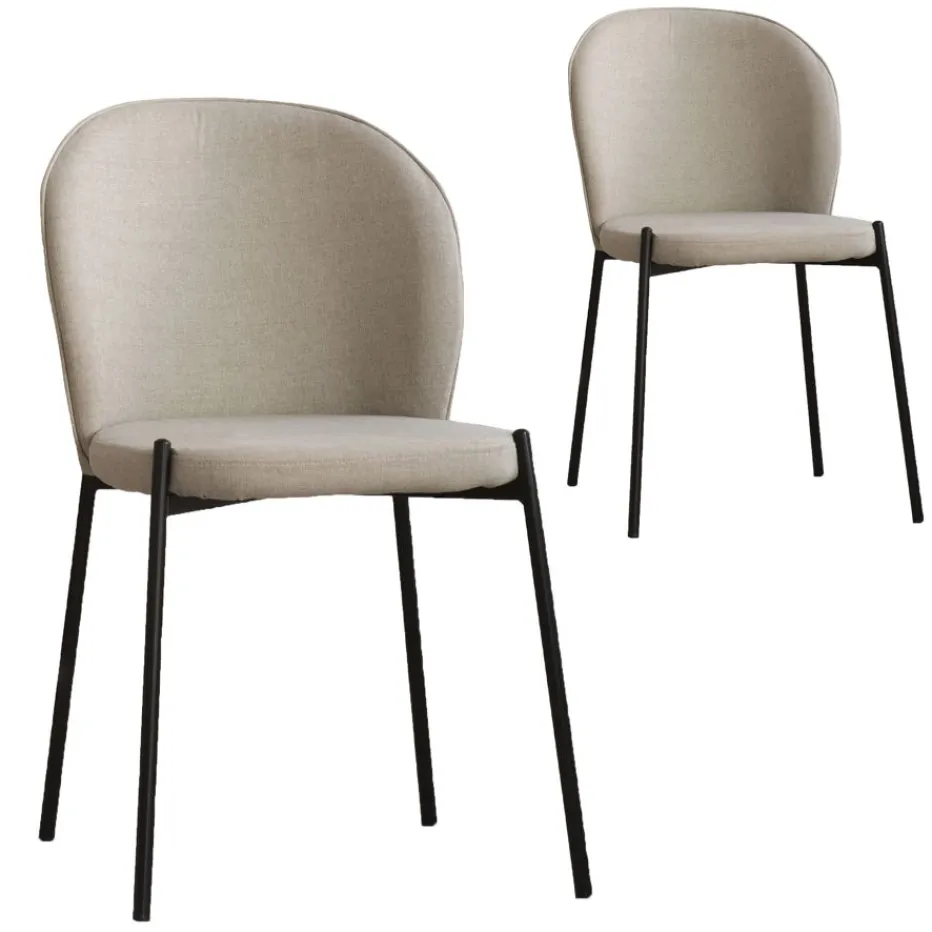 Pack 2 chaises nuren rembourrée beige^Banak Discount