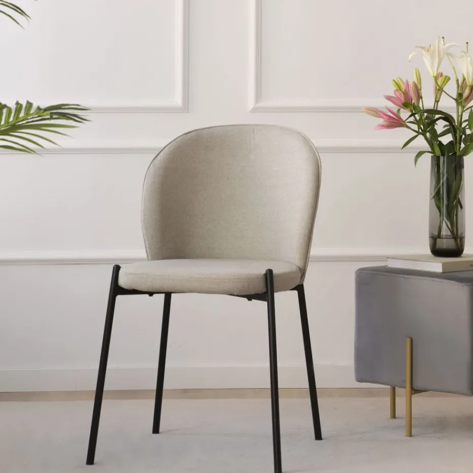 Pack 2 chaises nuren rembourrée beige^Banak Discount