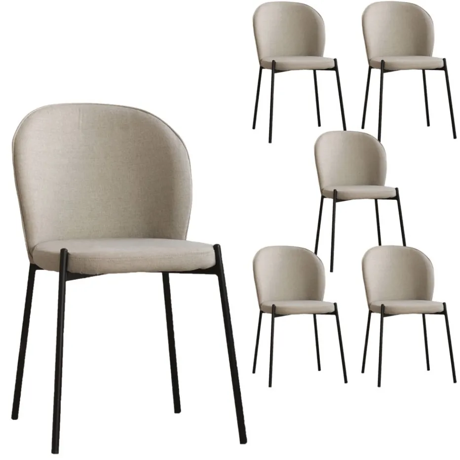 Pack 6 chaises nuren rembourrée beige^Banak Hot