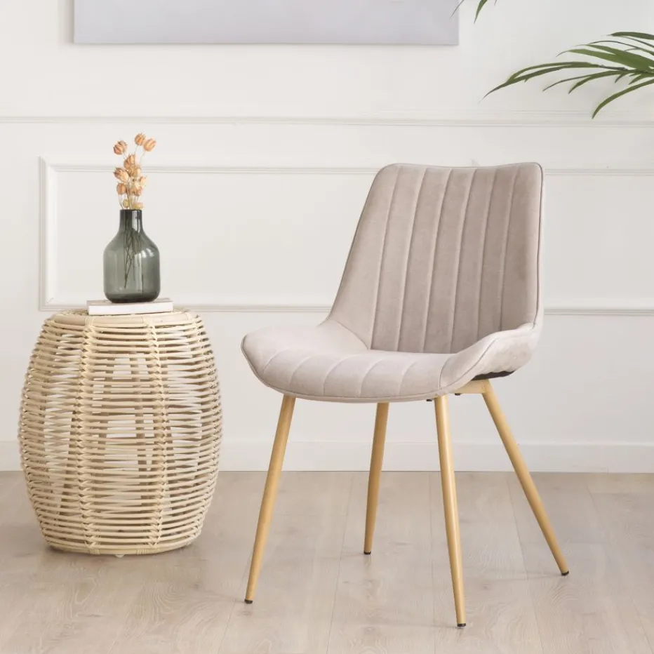 Pack 4 chaises roma rembourrée beige^Banak Hot