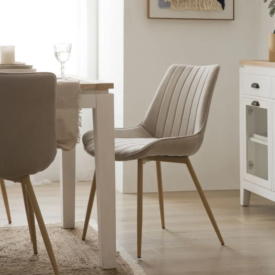 Pack 4 chaises roma rembourrée beige^Banak Hot