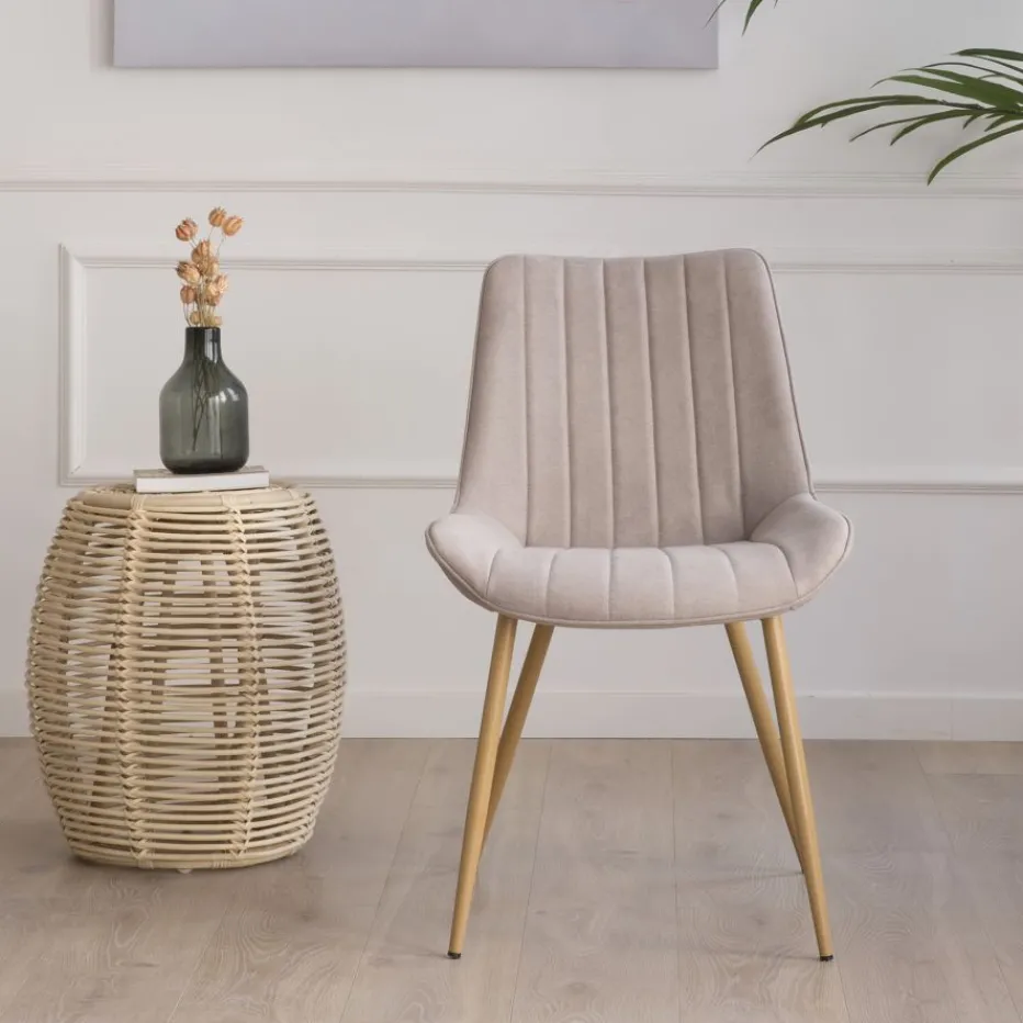 Pack 4 chaises roma rembourrée beige^Banak Hot