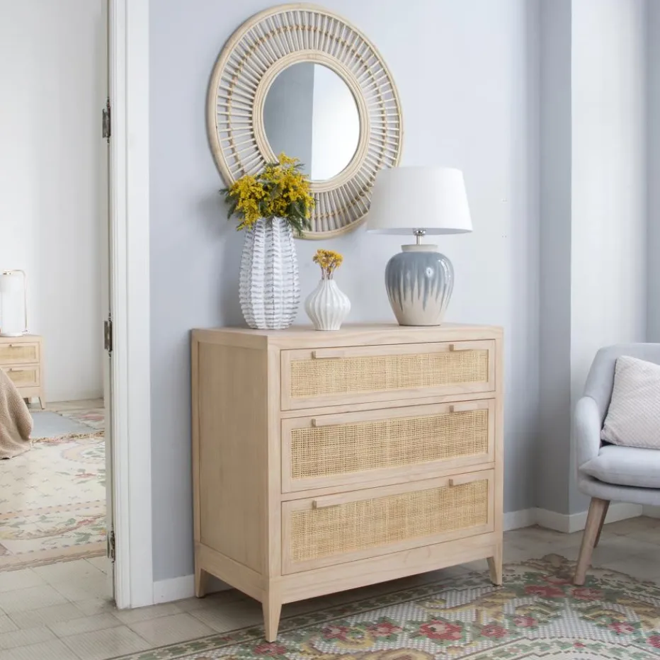 Pandora Commode en bois et rotin^Banak