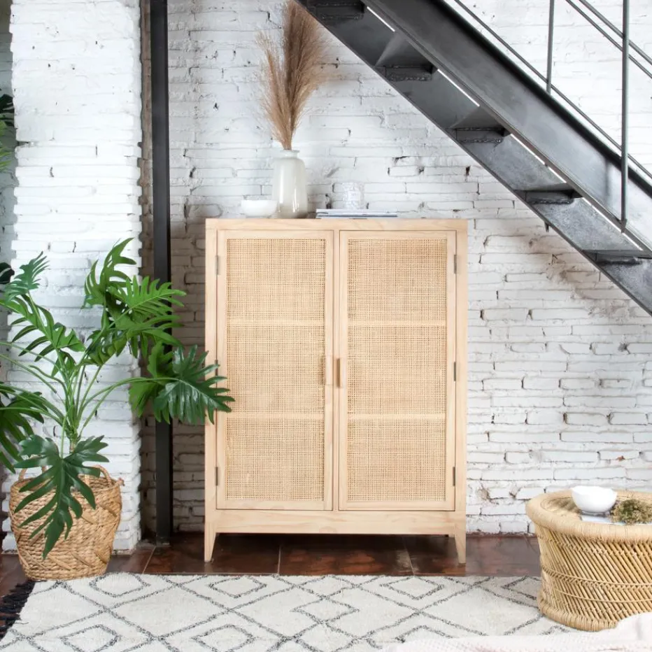 Pandora Meuble d'appoint en bois et rotin^Banak Hot