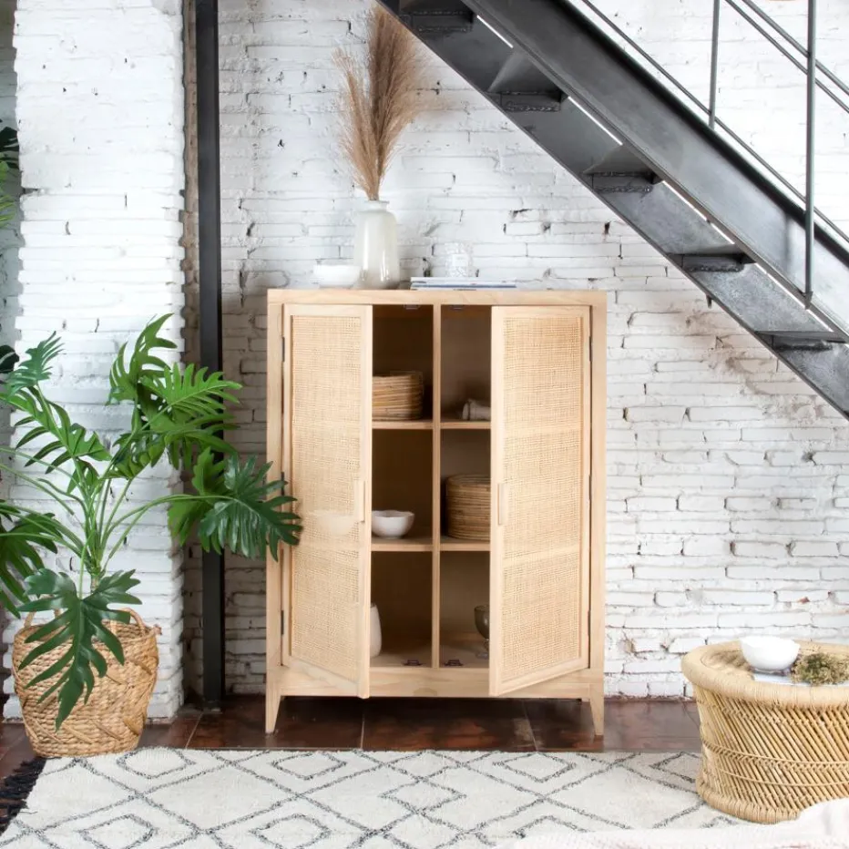 Pandora Meuble d'appoint en bois et rotin^Banak Hot
