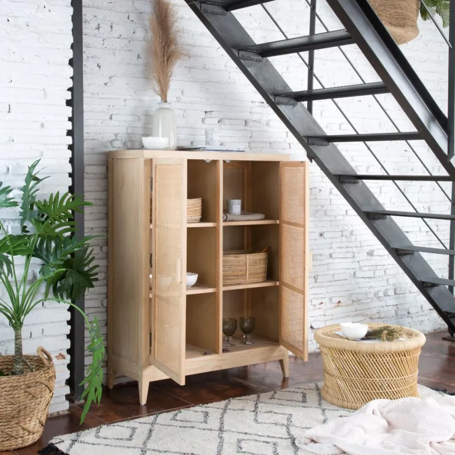 Pandora Meuble d'appoint en bois et rotin^Banak Hot