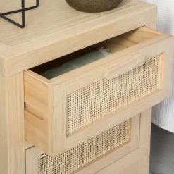 Pandora Table de chevet en bois et rotin^Banak