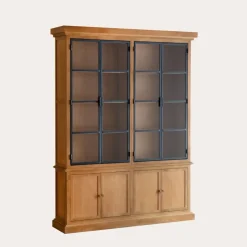 Parme Vitrine en bois massif de manguier et métal^Banak Clearance