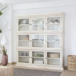Samet Vitrine en bois massif avec 9 portes en verre^Banak Best