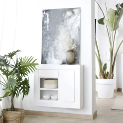 Sebath Meuble d'entrée étroit suspendu laqué blanc^Banak Clearance