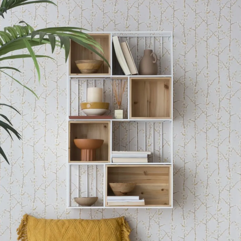 Shenan étagère murale en bois et métal blanc^Banak