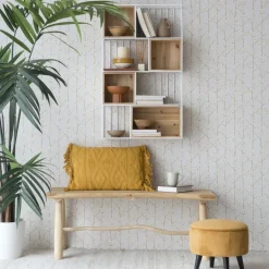 Shenan étagère murale en bois et métal blanc^Banak