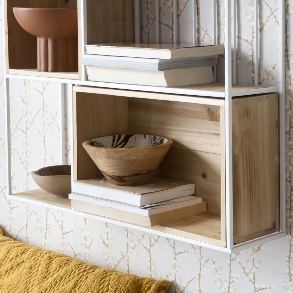 Shenan étagère murale en bois et métal blanc^Banak