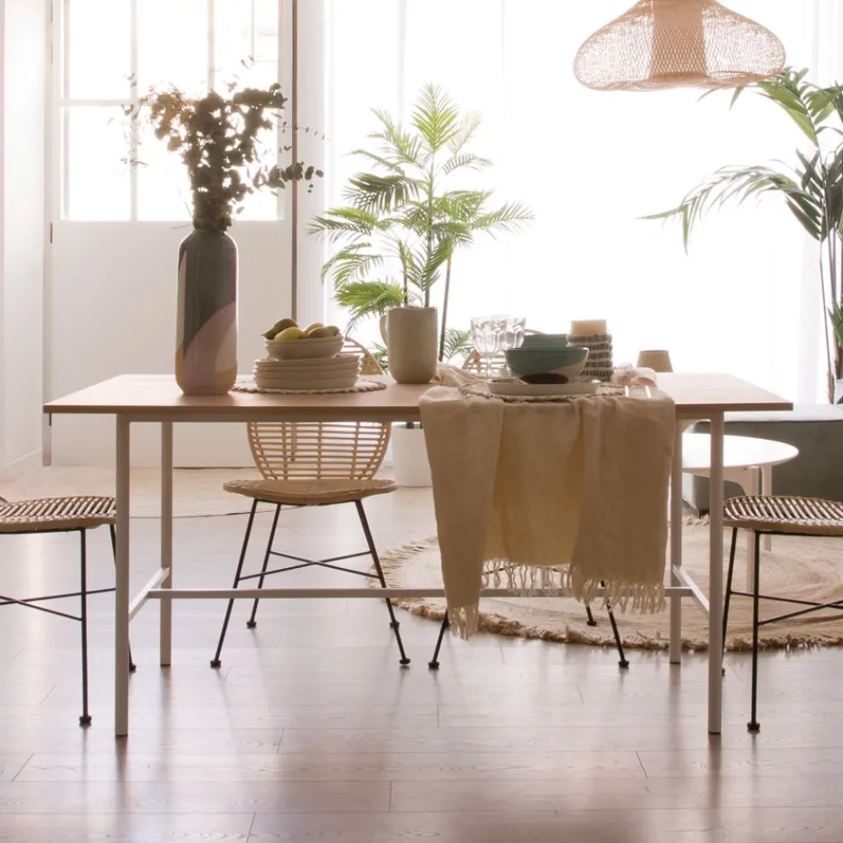 Shiro Table à manger rectangulaire en bois blanc et naturel^Banak Best