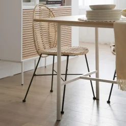 Shiro Table &agrave; manger rectangulaire en bois blanc et naturel^Banak Best