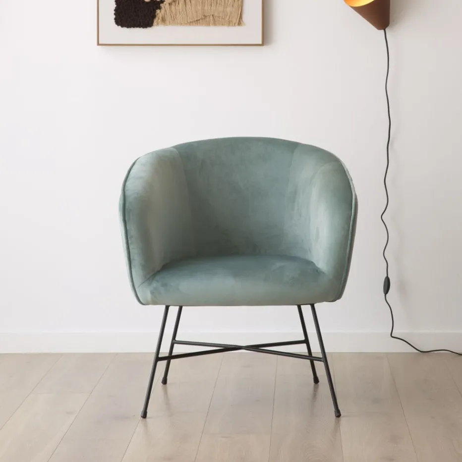 Sigrid Fauteuil en velours vert d'eau^Banak