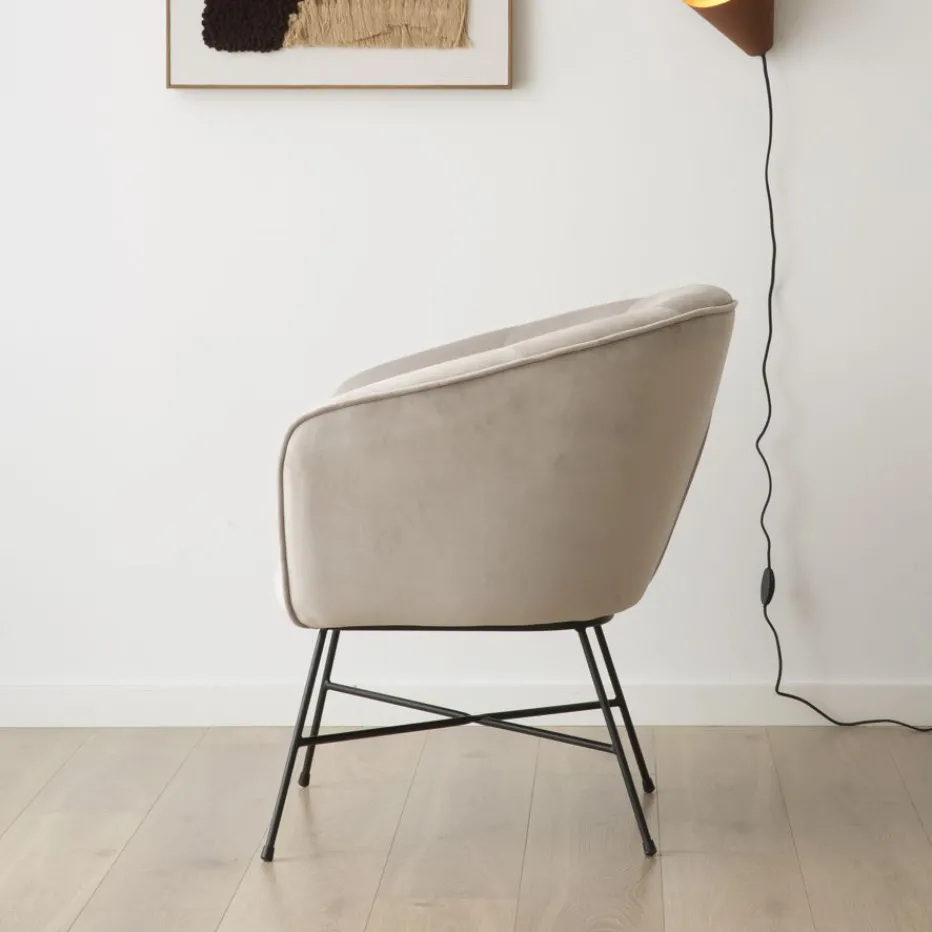 Sigrid Fauteuil velours gris^Banak Online