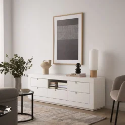Sisal Meuble tv en bois laqué blanc 160 cm^Banak Sale