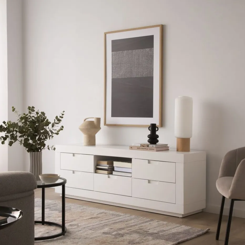 Sisal Meuble tv en bois laqué blanc 160 cm^Banak Sale