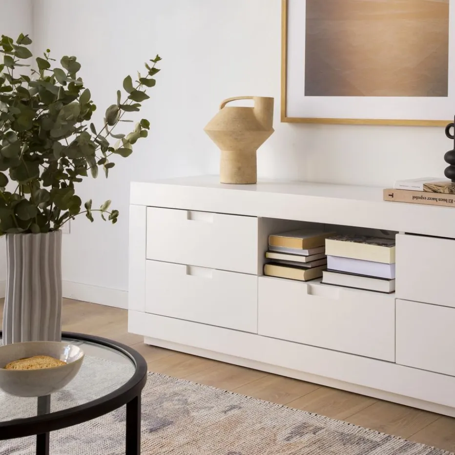 Sisal Meuble tv en bois laqué blanc 160 cm^Banak Sale