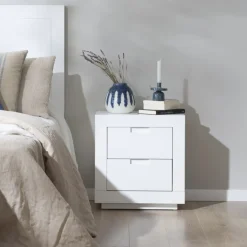 Sisal Table de chevet laqué en blanc^Banak Sale