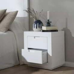 Sisal Table de chevet laqué en blanc^Banak Sale