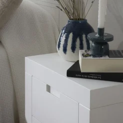 Sisal Table de chevet laqué en blanc^Banak Sale