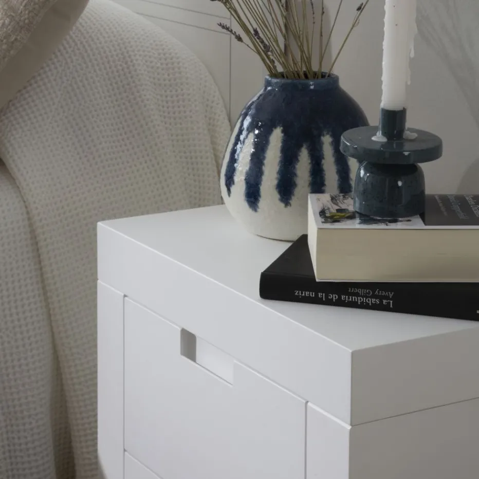 Sisal Table de chevet laqué en blanc^Banak Sale