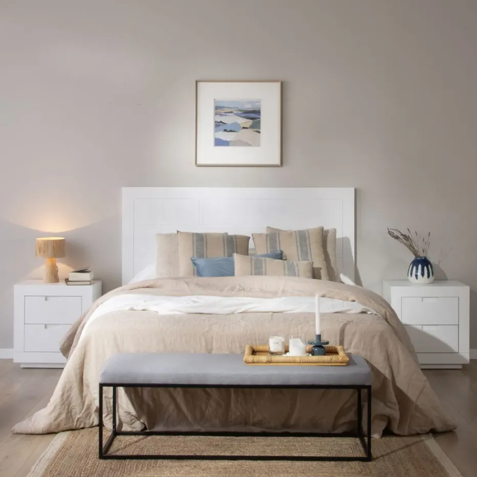 Sisal Tête de lit en bois laqué blanc pour lit de 150 et 160^Banak