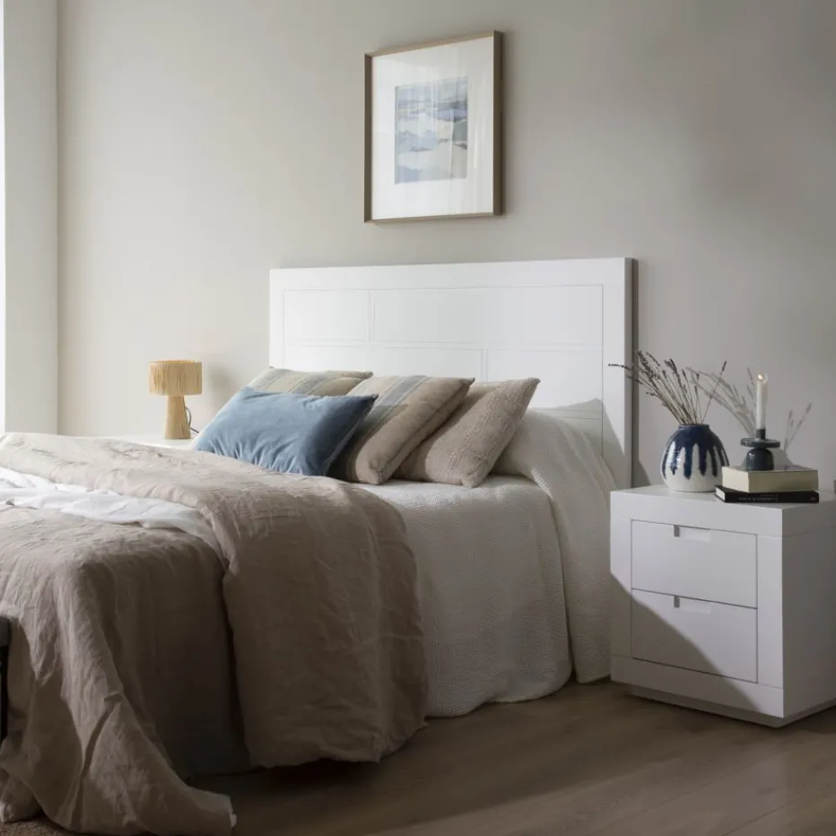 Sisal Tête de lit en bois laqué blanc pour lit de 150 et 160^Banak